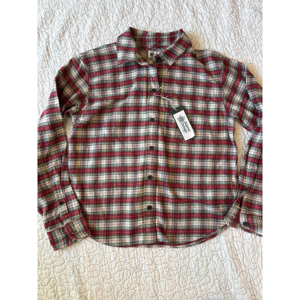 Alpine Design Women's Red and White Plaid Shirt Size XS #644